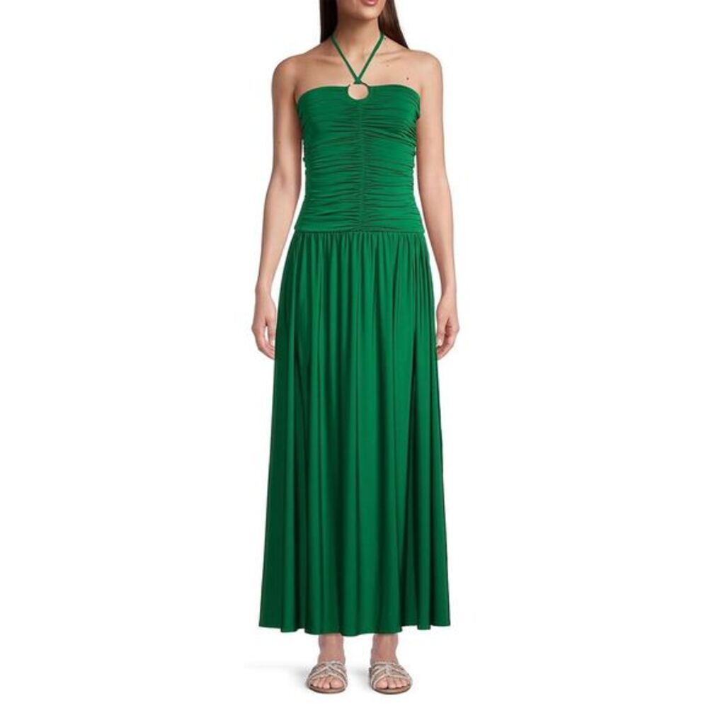 Aurum Ruched Halter Maxi Dress
